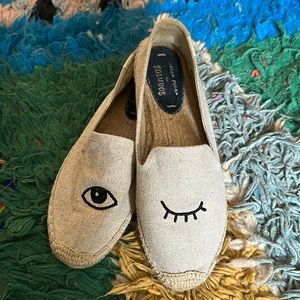 Soludos 8.5 flat espadrilles wink eyes smoking slipper slip on